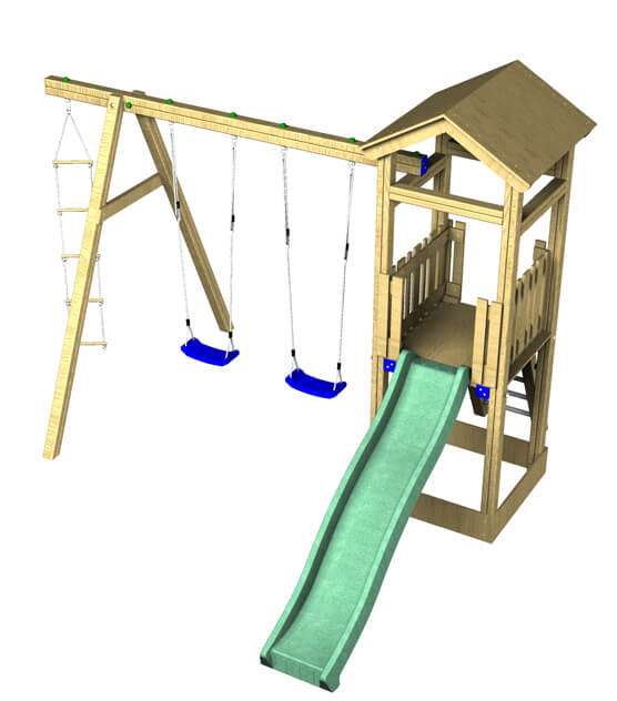The Beach Double swing and climbing frame