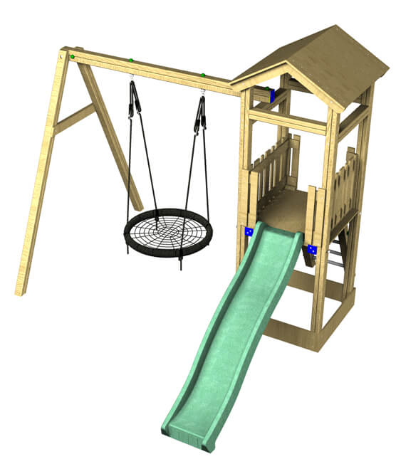 The Cherry slide and basket swing