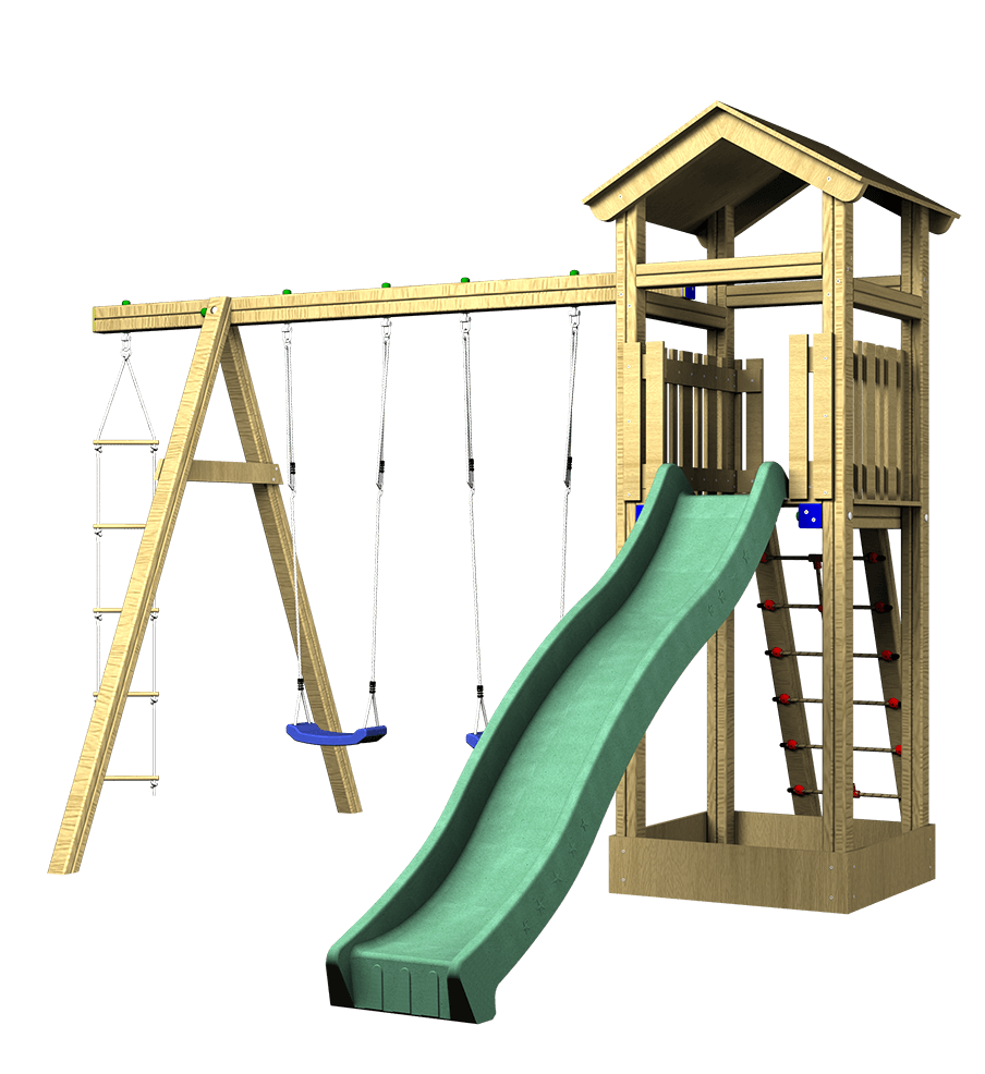 The chestnut climbging frame , slide and swing